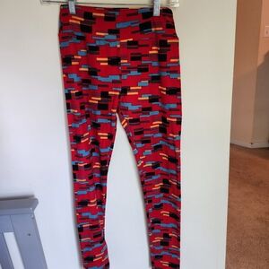 Lularoe Red Geometric Patterned Legging One Size